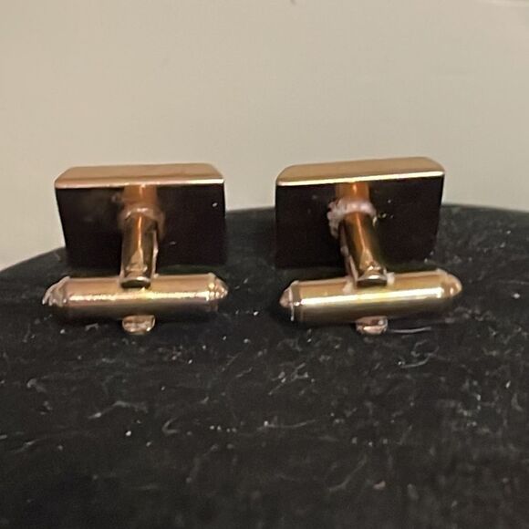 Vintage 1950s MCM Hickok USA engravable square gold tone bullet back cuff links - Picture 9 of 16